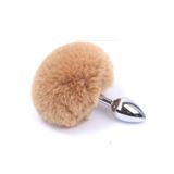 Agorshop World Bunny Tail Peluşlu Metal Anal Plug-Coffie