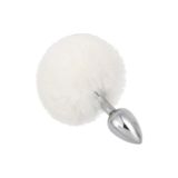 Agorshop World Bunny Tail Peluşlu Metal Anal Plug-White