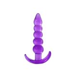Agorshop Yüksek Kalite Parlak Yüzey Jel Dokulu Large Boğumlu Anal Plug Mor