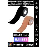 #Ağrıbandı Uzun Süre Etkili Kas Bacak Kol Boyun Sırt Omuz Karın Kalça Ten Siyah Ağrı Bandı İkili Set