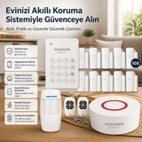 Agshome Wi-Fi Alarm Sistemi "10 Sensörle Giriş Noktalarını Takip Edin" - Siyah - Beyaz