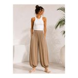 aguaje A60066 Beli Lastikli Şalvar Pantolon / CAMEL