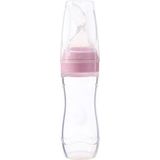 Agubugu Baby Kaşıklı Mama Biberonu 120 ml BPA İçermeyen Silikon Malzeme ile Güvenli - Pembe