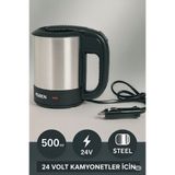 AGUILAS 24 Volt Kamyonet türü Araç Kettle Araba Su Isıtıcı Çelik Kettle(YARIM LİTRE HACİM)