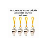 AGUILAS 4 Adet Kaliteli Sarı İpli Paslanmaz Metal Deprem Düdüğü, Hakem, Can Kurtaran Düdük (4 ADET)