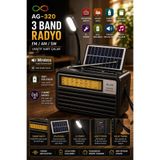 AGUILAS AG-320 3 Band Nostaljik Radyo FM AM SW Solar Şarjlı USB TF Kart Destekli El Fenerli masa lambası Taşınabilir Radyo