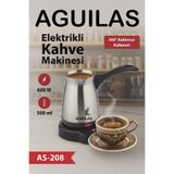 AGUILAS AS-208 Elektrikli Türk Kahve Makinesi Paslanmaz Çelik 600W 500 ml Kablosuz 360° Taban