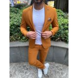 Agustini Hardal Sarı Spor Takım Elbise Sivri Yaka Slim Fit | Agustini - 50 - Hardal Sarısı