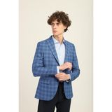Agustini Lacivert Kareli Slim Fit Ceket İki Düğme Erkek Kullanımı İçin Konforlu Tasarım - 56