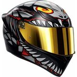 Agv Kask/k1 S E2206 Lyzard Matt Black Grey Red Configuration-Gold Vizör - XL