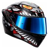 Agv Kask/k1 S E2206 Lyzard Matt Black Grey Red Configuration-Mavi Vizör - XL