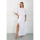Agva Collection Shyla %100 organik Müslin Yırtmaçlı etek - 001-Beyaz - L - XL