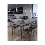 ah assel home 80x120 Berra 4 Kişilik Yemek Masası Takımı-mutfak Masası Takımı-siyah Mermer Desenli Oval Kenar