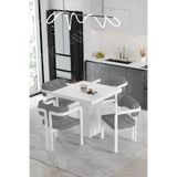 ah assel home BİANCO Lake Mdf Ayak Tokyo Demonte Sandalye 80x80 Yemek Masası Mutfak Masası 4 Kişilik