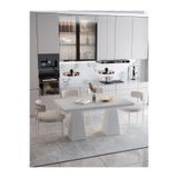 ah assel home FİARE Lake MDF Ayak Teddy Sandalye 80x140 Yemek Masası Mutfak Masası 4 Kişilik Masa Sandalye Takım