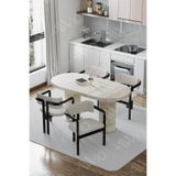 ah assel home İskandinav Traverten 80X 140 Yemek Masası Mutfak Masası 4 Kişilik Masa Sandalye Takımı