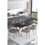 ah assel home Teddy Sandalye 80x140 Yemek Masası Mutfak Masası 6 Kişilik Masa Sandalye Takımı