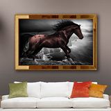 Ahal Teke Atı Aynalı Çerçeveli Duvar Sanatı Kanvas Tablo 80x110 cm