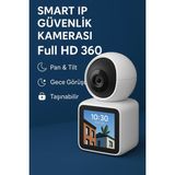 Ahanda Buldum Monitörlü Smart Ip Full Hd 360° Akıllı Güvenlik Kamerası - Beyaz