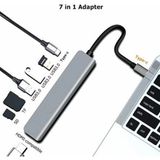 Ahanda Buldum Type-C'den Hdmı'a 7'si 1 Arada Dönüştürücü HDMI USB Sd/microsd Type-C (Pd) USB 3.0 Portları - Gri