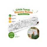AHDTOPTAN Çiftlik Temalı Boyama Rulosu 32 cm x 2,5 Metre | Çocuklar İçin Uzun Boyama Kağıdı, Kalın Konturlu Eğitici Aktivite