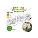 AHDTOPTAN Çiftlik Temalı Boyama Rulosu 46 cm x 3,5 Metre | Çocuklar İçin Uzun Boyama Kağıdı, Kalın Konturlu Eğitici Aktivite