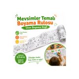 AHDTOPTAN Dört Mevsim Boyama Rulosu 32 cm x 2,5 Metre | Çocuklar İçin Uzun Boyama Kağıdı, Kalın Konturlu Eğitici Aktivite