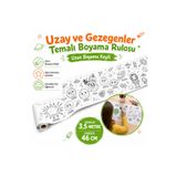AHDTOPTAN Gezegenler ve Uzay Temalı Boyama Rulosu 32x250 cm | Kalın Konturlu Boyama Kağıdı