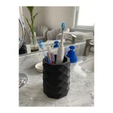 AHENDESIGN Mat Siyah Geometrik Diş Fırçalık Ve Banyo Tezgah Üstü Organizeri