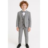 Ahengim Erkek Çocuk 4’lü Set Takım Elbise Gri Rozetli Papyonlu Ceketli Özel Günler İçin - 9 Yaş