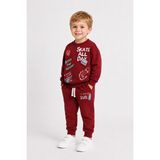 Ahengim Erkek Çocuk Kaykay Baskılı Sweatshirt Eşofman Altı 2’li Takım 1-4 Yaş AK115 - 3 Yaş - Kırmızı