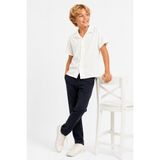 Ahengim Erkek Çocuk Regular Kalıp Basic Gömlek Pantolon Yazlık 2’li Takım AK2611 - 7 - 8 Yaş - Beyaz