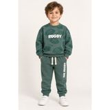 Ahengim Erkek Çocuk Rugby Topu Baskılı Pamuklu Sweatshirt ve Pantolon Eşofman Takımı AK119 - Koyu Yeşil - 1 Yaş