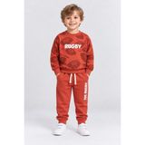Ahengim Erkek Çocuk Rugby Topu Baskılı Pamuklu Sweatshirt ve Pantolon Eşofman Takımı AK119 - Turuncu - 3 Yaş