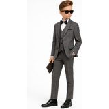 Ahengim Erkek Çocuk Slim Fit Dokulu Çizgili Klasik Takım Elbise AK197-198 - Gri - 1 Yaş