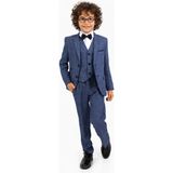 Ahengim Erkek Çocuk Slim Fit Dokulu Çizgili Klasik Takım Elbise AK197-198 - Mavi - 4 Yaş
