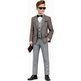 Ahengim Erkek Çocuk Slim Fit Dokulu Çizgili Spor Takım Elbise AK195-196 - Gri - 1 Yaş