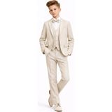 Ahengim Erkek Çocuk Slim Fit Premium Damatlık Smokin Takım Elbise AK4000 - Bej - 12 Yaş