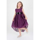 AHENGİM KIZ ÇOCUK ELBİSE KIZ ELBİSE KUYRUKLU DANTELLİ AK2208 - Mor - 11 Yaş