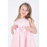 Ahengim Kız Çocuk Elbise Kız Elbise Kuyruklu Dantelli AK2208 - Pembe - 11 Yaş