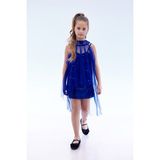 Ahengim Kız Çocuk Pullu Pelerinli Trend Abiye Elbise AK2244 - Saks Mavi - 9 Yaş