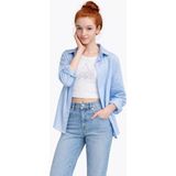 Ahengim Kız Çocuk Sofia Keten Badili Basic Gömlek Takım AK2605 - 7 Yaş - Mavi