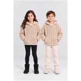 AHENGİM Unisex Çocuk Kapüşonlu Peluş Mont Fermuarlı,Cepli,Yumuşak Sıcak Tutan Kışlık Ceket Ak4124