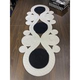 Ahenk Jüt Hasır Görünümlü Runner 40x110, Özel Tasarım Masa Örtüsü, Jüt (beyaz siyah)