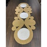 Ahenk Jüt Hasır Görünümlü Runner 40x110, Özel Tasarım Masa Örtüsü, Jüt (kırçıllı beyaz)
