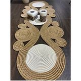 Ahenk Jüt Hasır Görünümlü Runner 40X110, Özel Tasarım Masa Örtüsü, Jüt Ranır, Jüt - 40 x 110 cm - Hasır - Krem