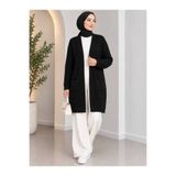 AHENZA COLLECTION Kadın Siyah Uzun Cepli Günlük Hırka