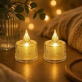 Ahes 2 Adet Dekoratif Mum Sarı Işık – Alev Efektli Tealight Gece Lambası