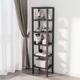 Ahes 6 Katlı Köşe Rafı | Banyo, Mutfak ve Kiler Için Yer Tasarruflu Organizer | Çok Amaçlı Plastik Raf | 3 Farklı Renk Seçeneği (38X29X152 Cm) Dikey ve Yatay Kullanım (Siyah)