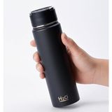 Ahes 650 ml Paslanmaz Çelik Termos Matara - 4 Renk (Krem, Yeşil, Siyah, Mavi) - Sıcak ve Soğuk Tutan Sporcu Suluk ve Ofis Şişesi (Siyah)